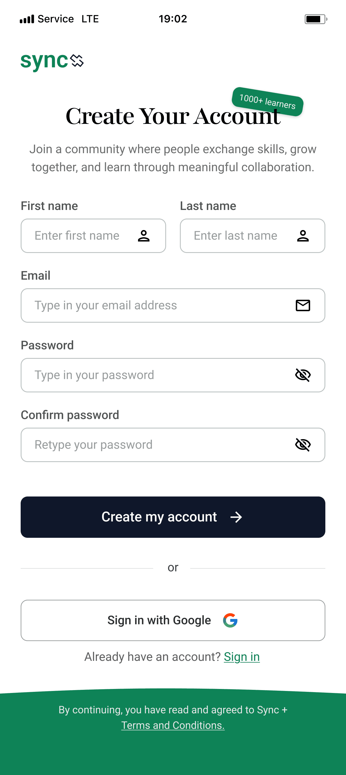 Create your account
